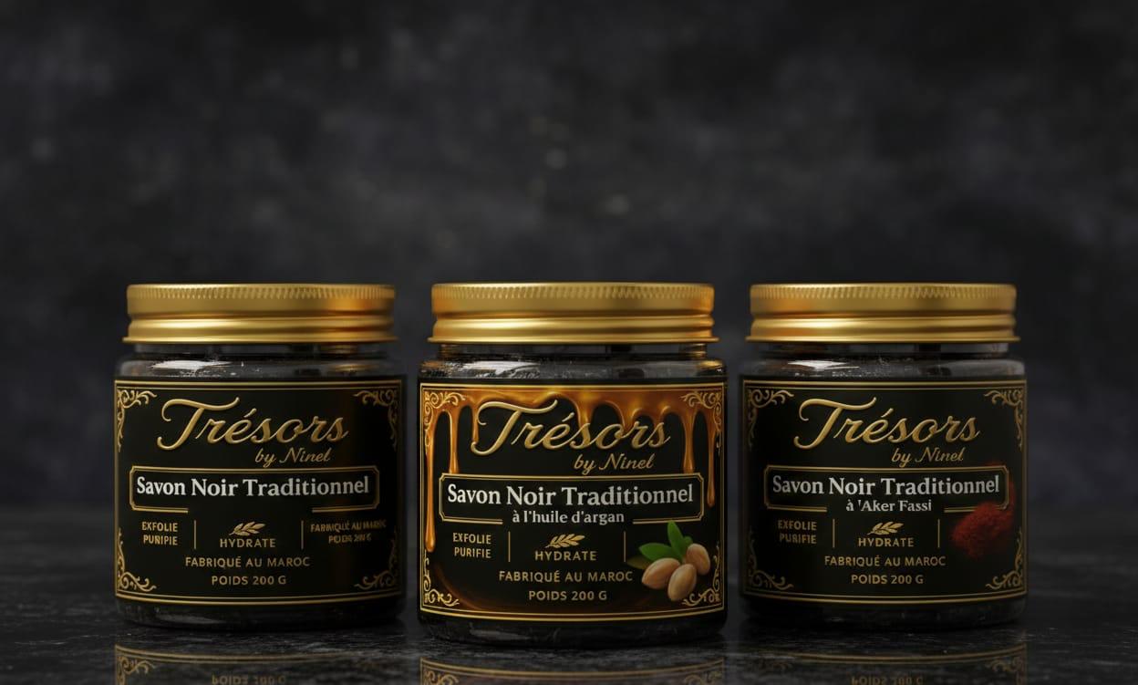 Trio Savon Noir Traditionnel : Classique, Argan, Aker Fassi